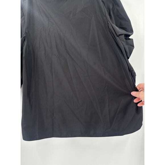 Tibi Blouse Womens 4 Black Ruched Ruffle 3/4 Sleeves Keyhole Back Button - Picture 4 of 16